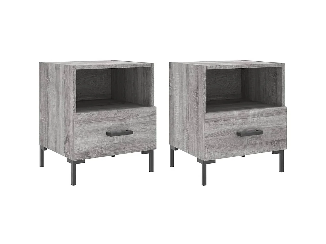 Comodini 2 pz sonoma grigio 40x35x47,5 cm