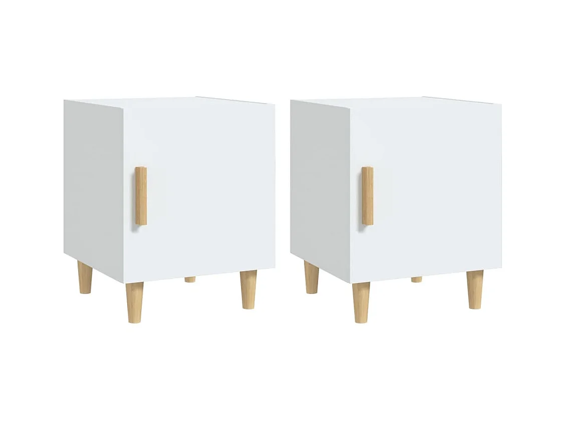 Tables de chevet 2 pcs Blanc Bois d'ingénierie