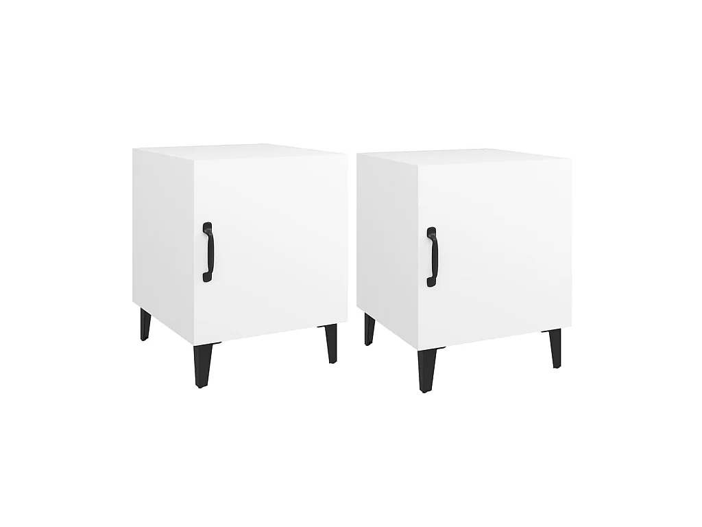 Tables de chevet 2 pcs Blanc Bois d'ingénierie