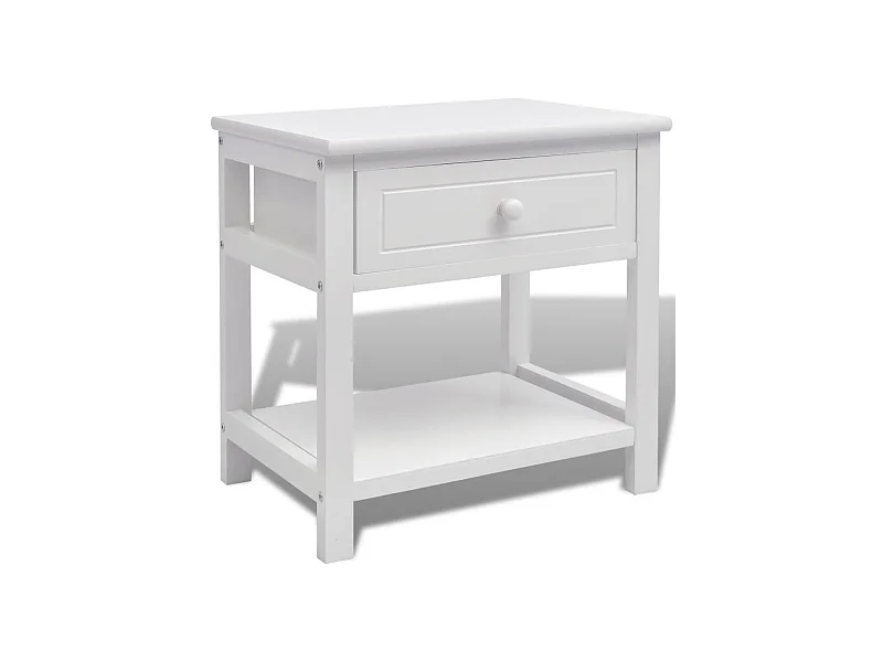 Mesita de noche de madera blanca