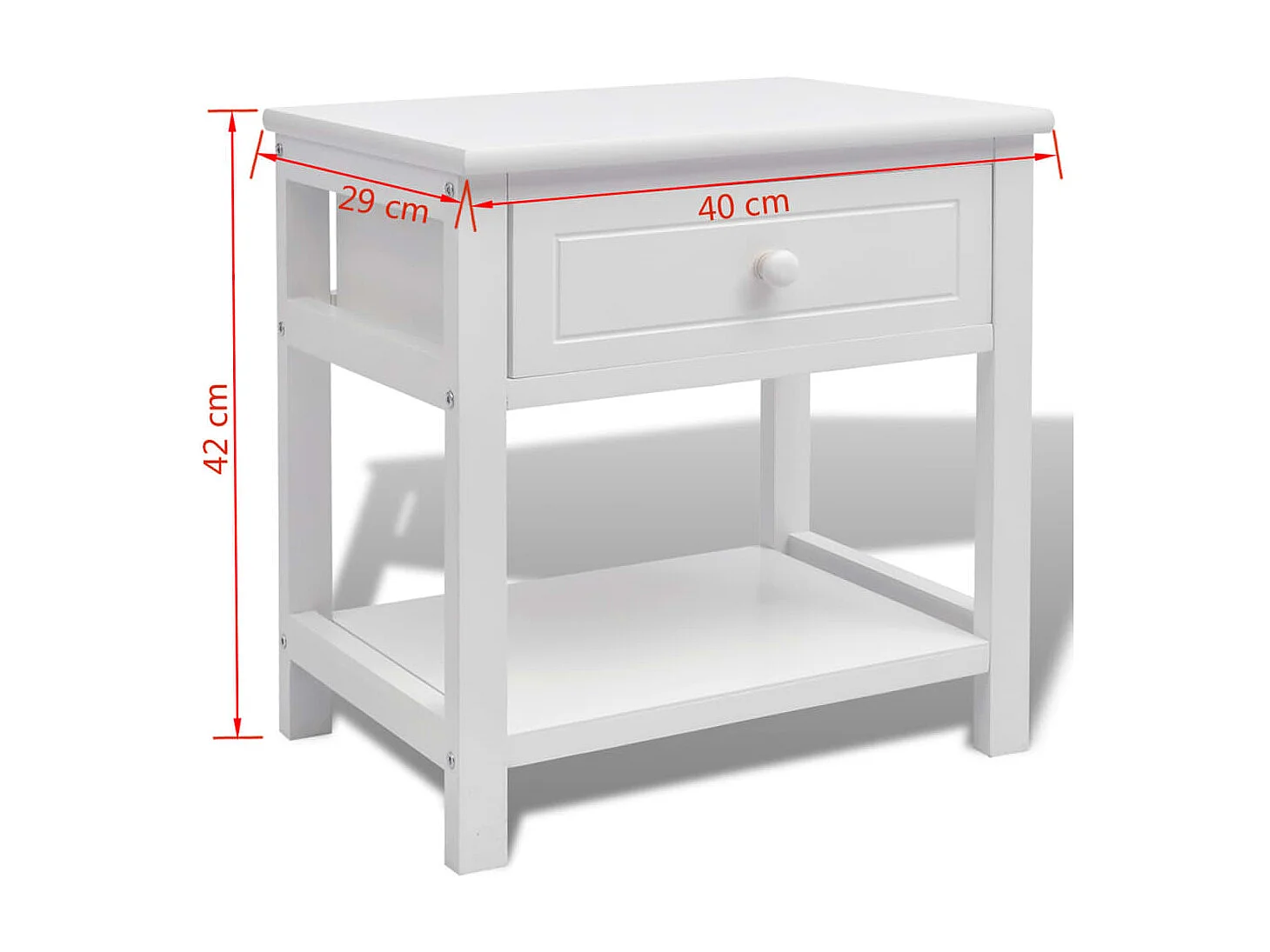 Mesa de cabeceira de madeira branca