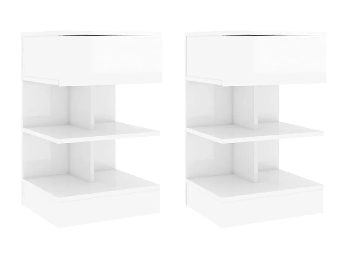 Tables de chevet 2 pcs Blanc brillant 40x35x65 cm