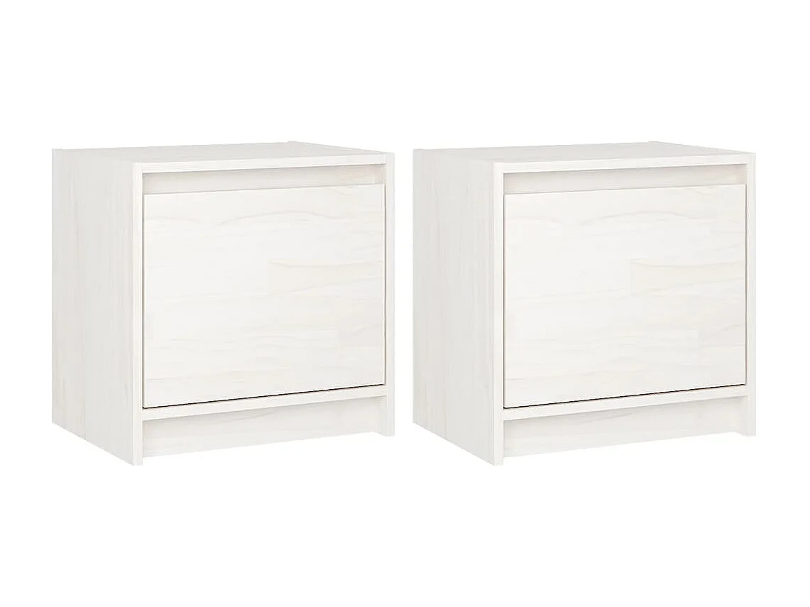 Tables de chevet 2 pcs Blanc 40x30,5x40 cm Bois de pin massif