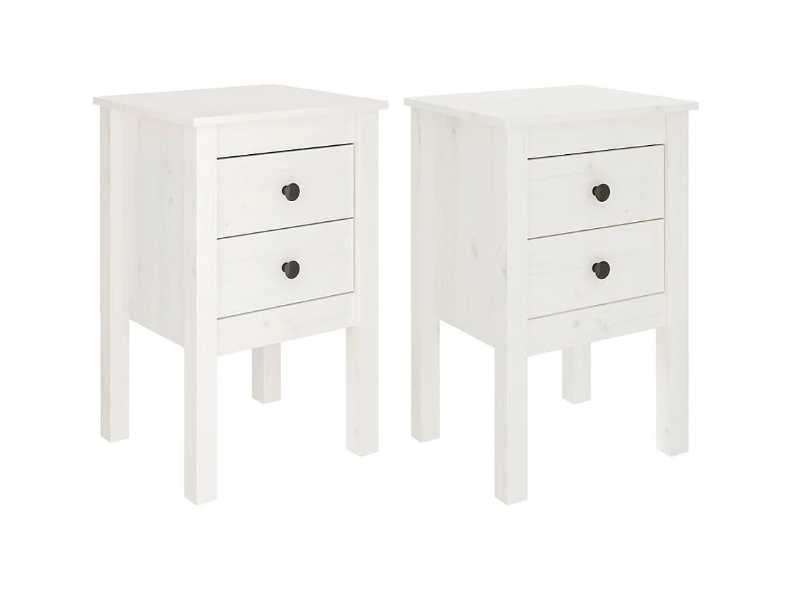Comodini 2 pz Bianco 40x35x61,5 cm Legno di pino massiccio