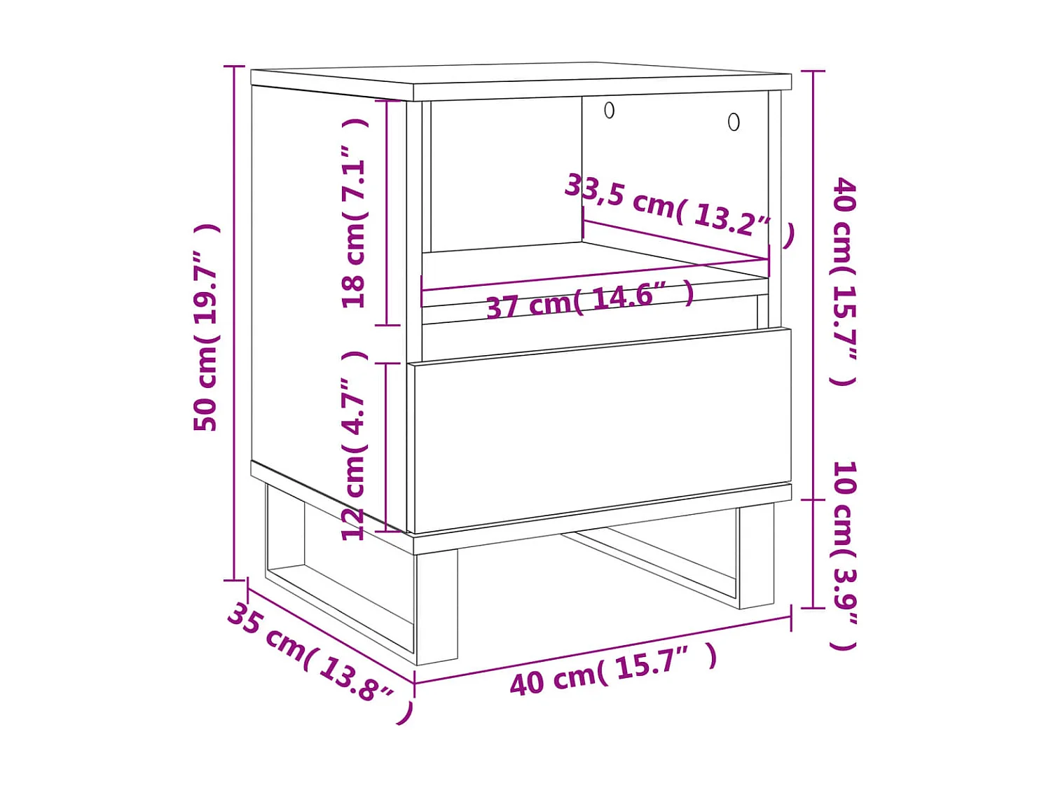 Tables de chevet 2 pcs noir 40x35x50 cm bois d’ingénierie