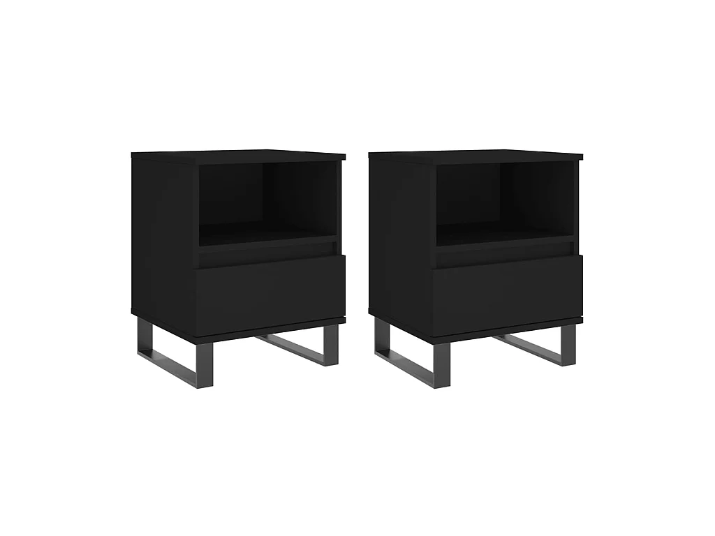 Tables de chevet 2 pcs noir 40x35x50 cm bois d’ingénierie