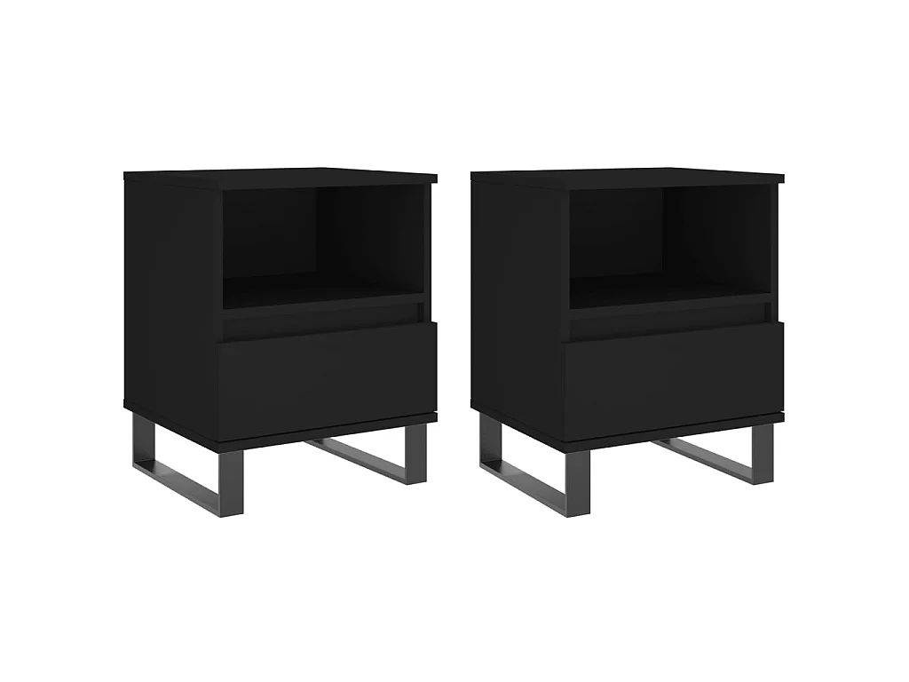 Mesitas de noche 2 piezas madera contrachapada negra 40x35x50 cm