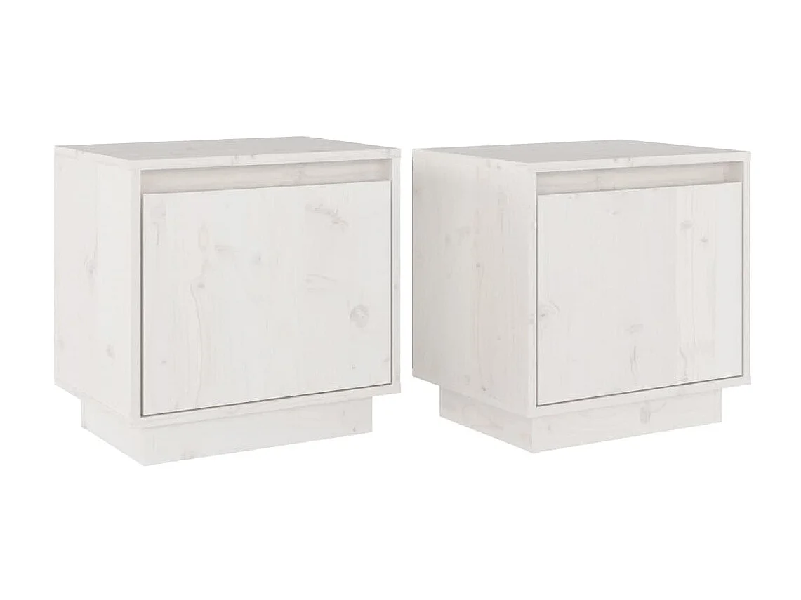 Nachtkastjes 2 stuks Wit 40x30x40 cm Massief grenenhout