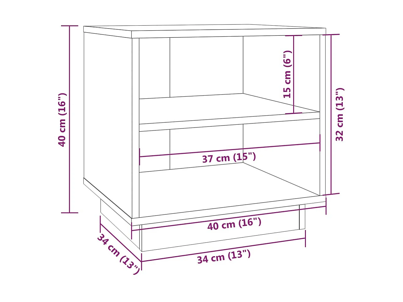 Mesitas de noche 2uds Marrón miel 40x34x40cm Madera maciza de pino