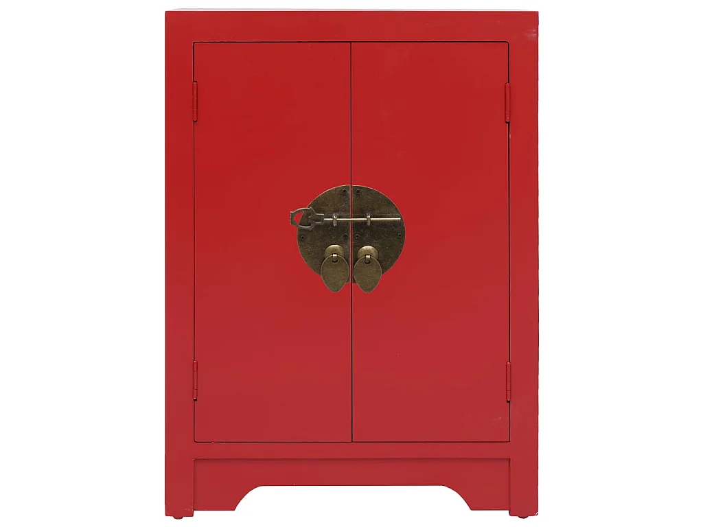 Mesita de noche roja 38 x 28 x 52 cm madera de Paulownia