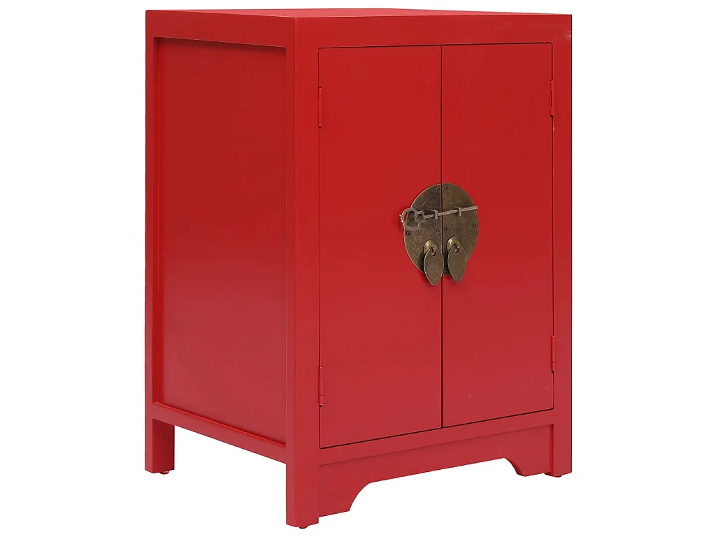 Mesita de noche roja 38 x 28 x 52 cm madera de Paulownia