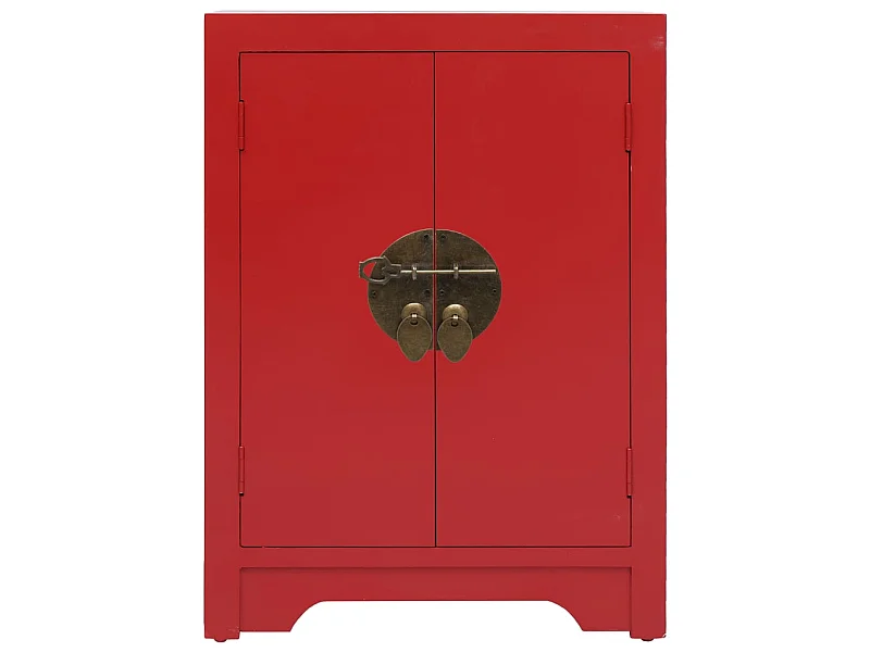 Mesita de noche roja 38 x 28 x 52 cm madera de Paulownia