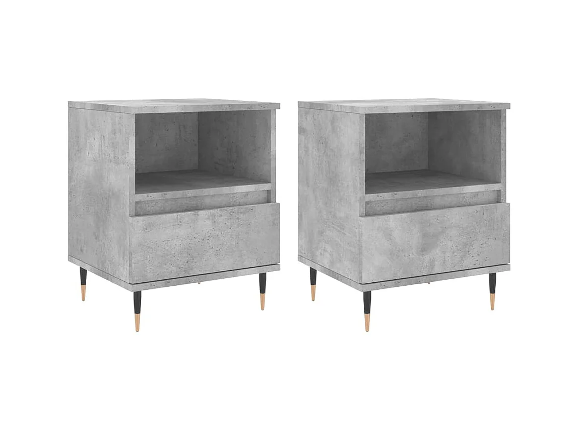 Tables de chevet 2 pcs gris béton 40x35x50 cm bois d’ingénierie