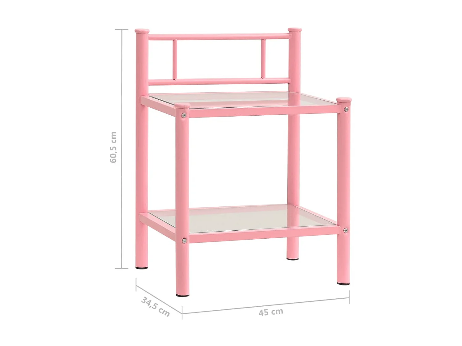 Tables de chevet 2 pcs Rose et transparent Métal et verre