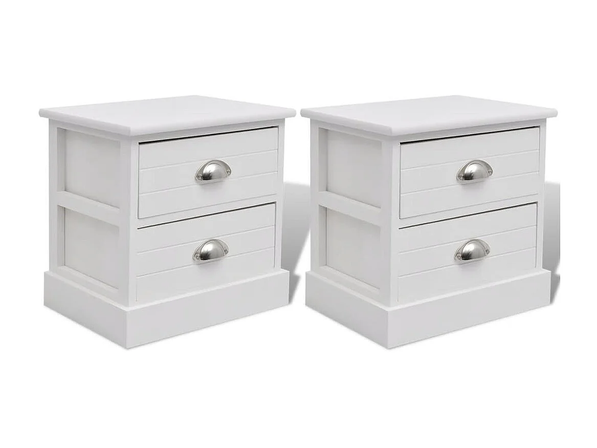 Table de chevet 2 pcs Blanc