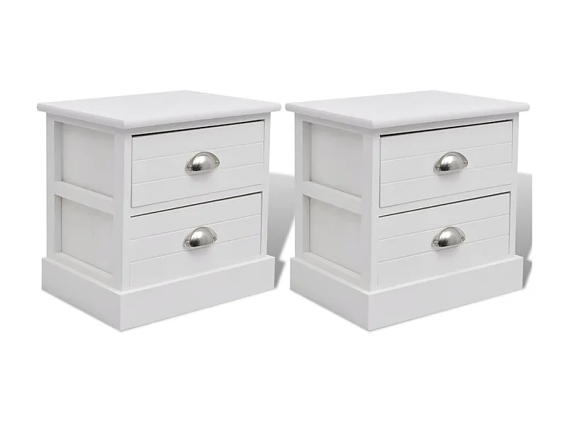 Table de chevet 2 pcs Blanc
