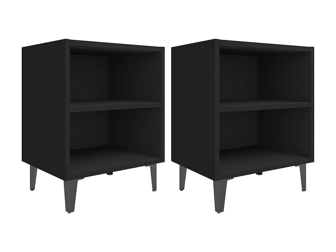 Tables de chevet pieds en métal 2 pcs noir 40x30x50 cm