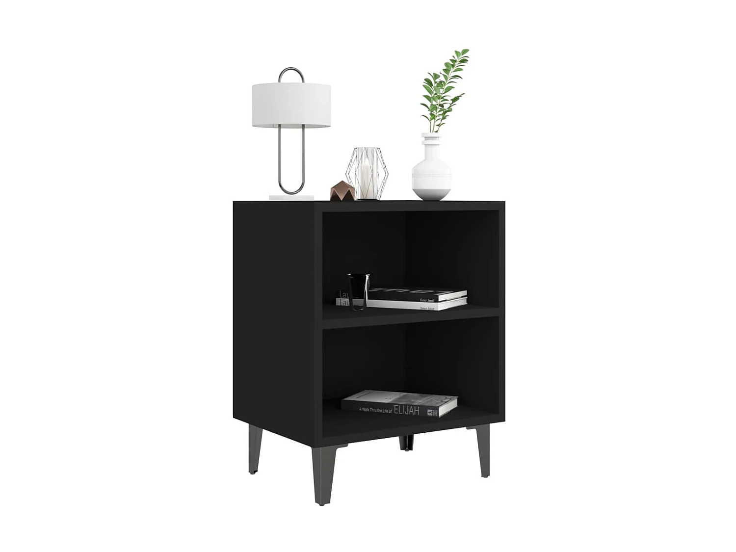 Tables de chevet pieds en métal 2 pcs noir 40x30x50 cm