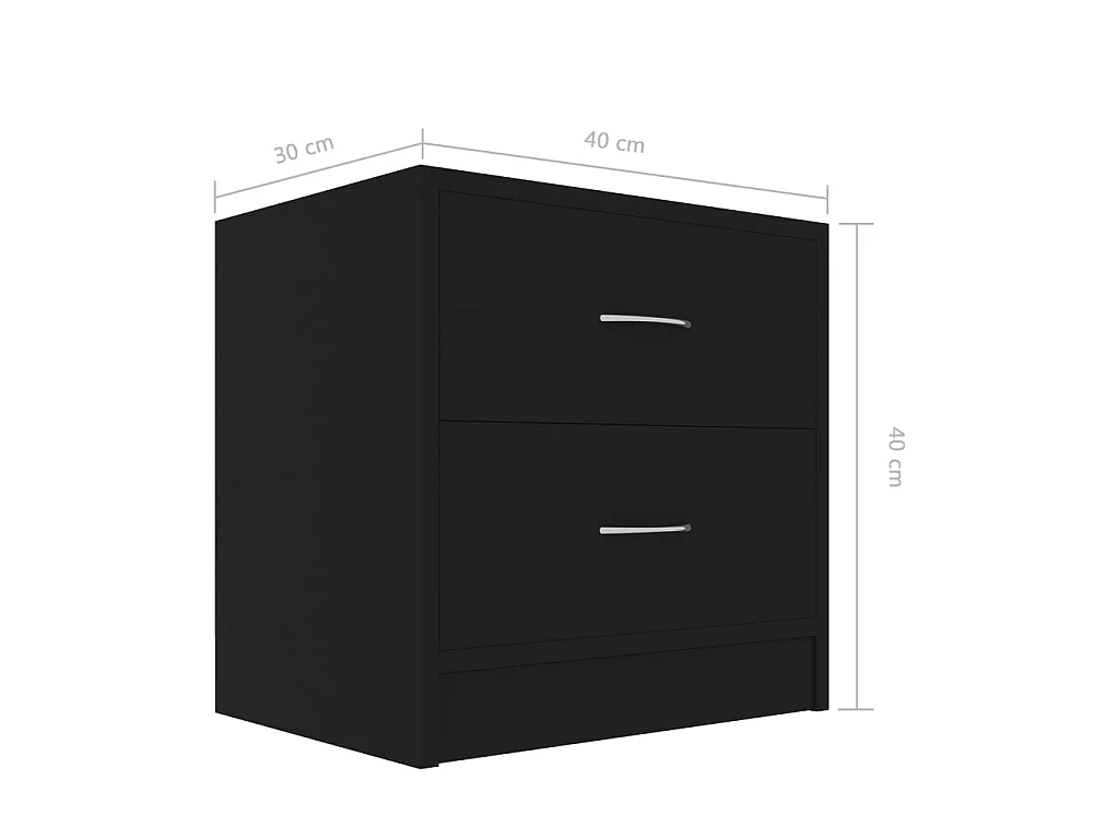 Comodini 2 pz Nero 40 x 30 x 40 cm Truciolare