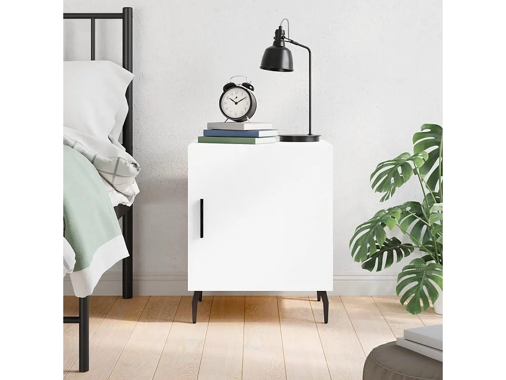Table de chevet blanc 40x40x50 cm bois d’ingénierie
