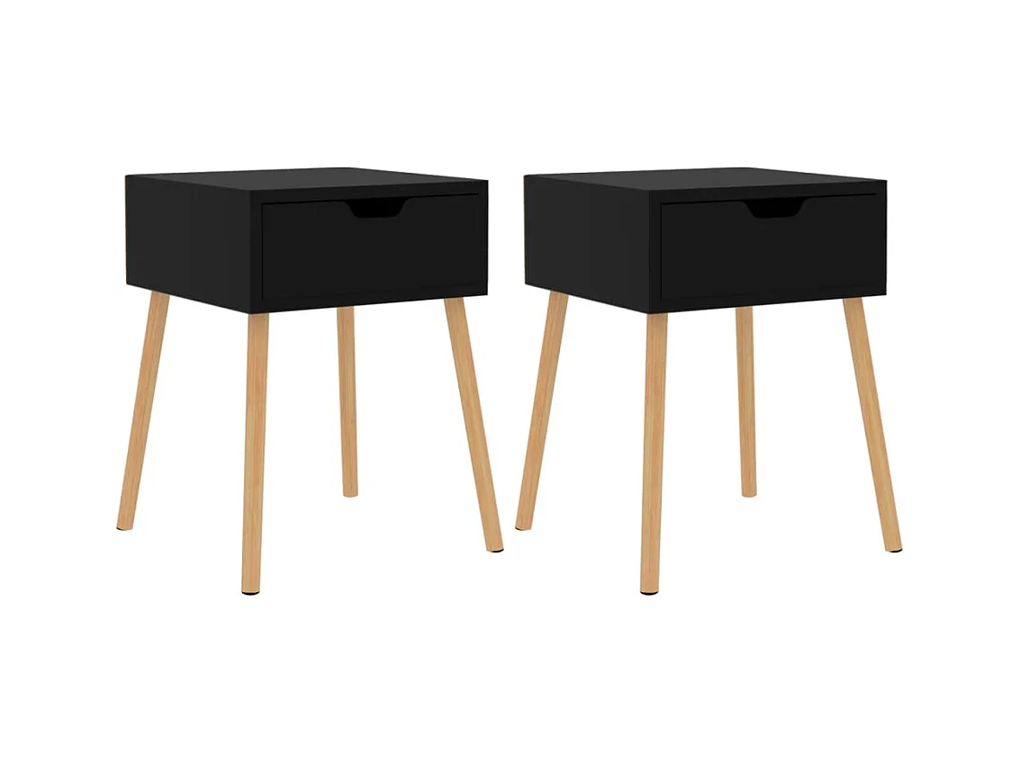Tables de chevet 2 pcs Noir brillant 40x40x56 cm Aggloméré