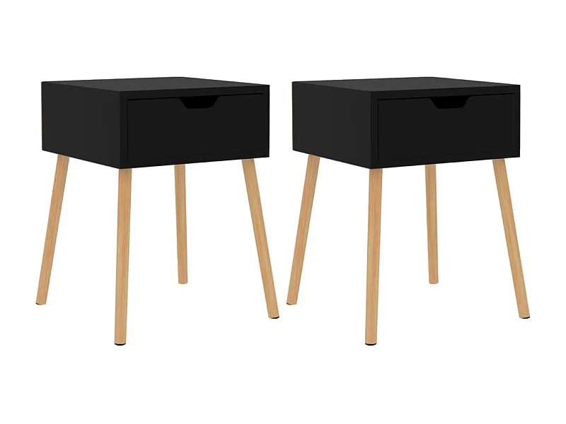 Tables de chevet 2 pcs Noir brillant 40x40x56 cm Aggloméré