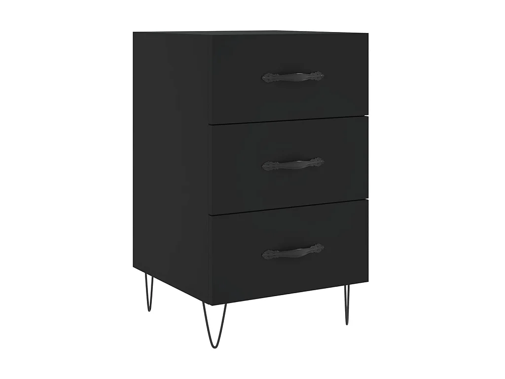 Table de chevet noir 40x40x66 cm bois d'ingénierie