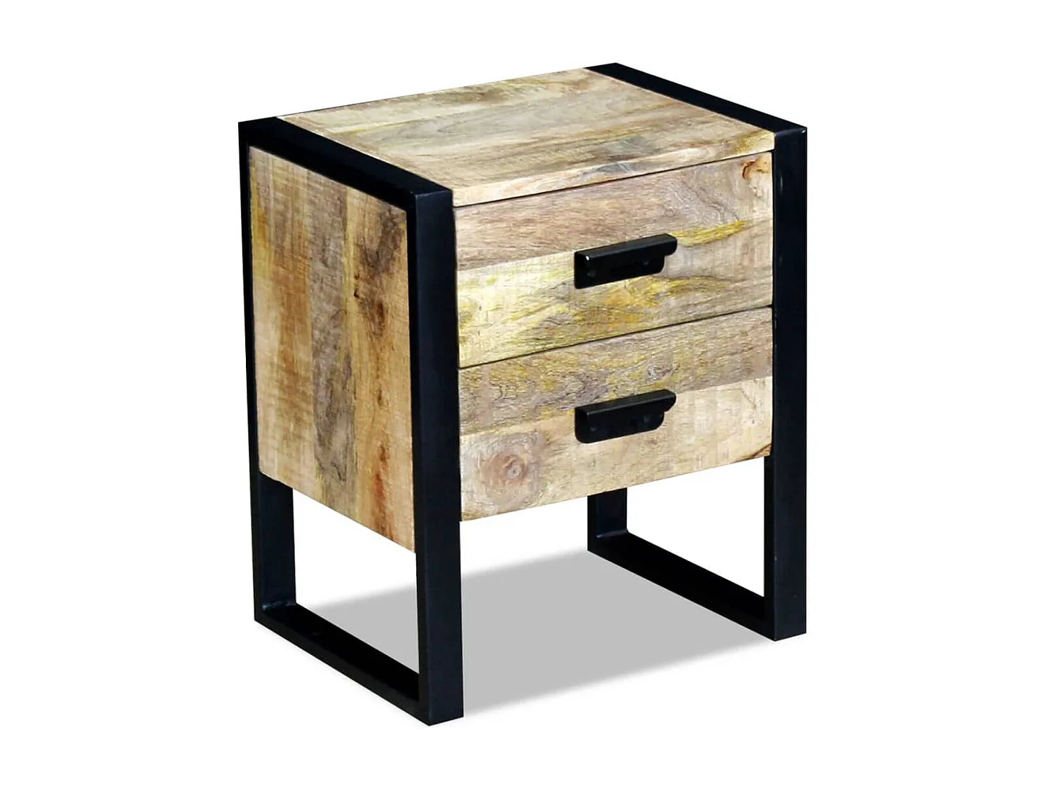 Mesa auxiliar com 2 gavetas 43 x 33 x 51 cm Madeira maciça de mangueira