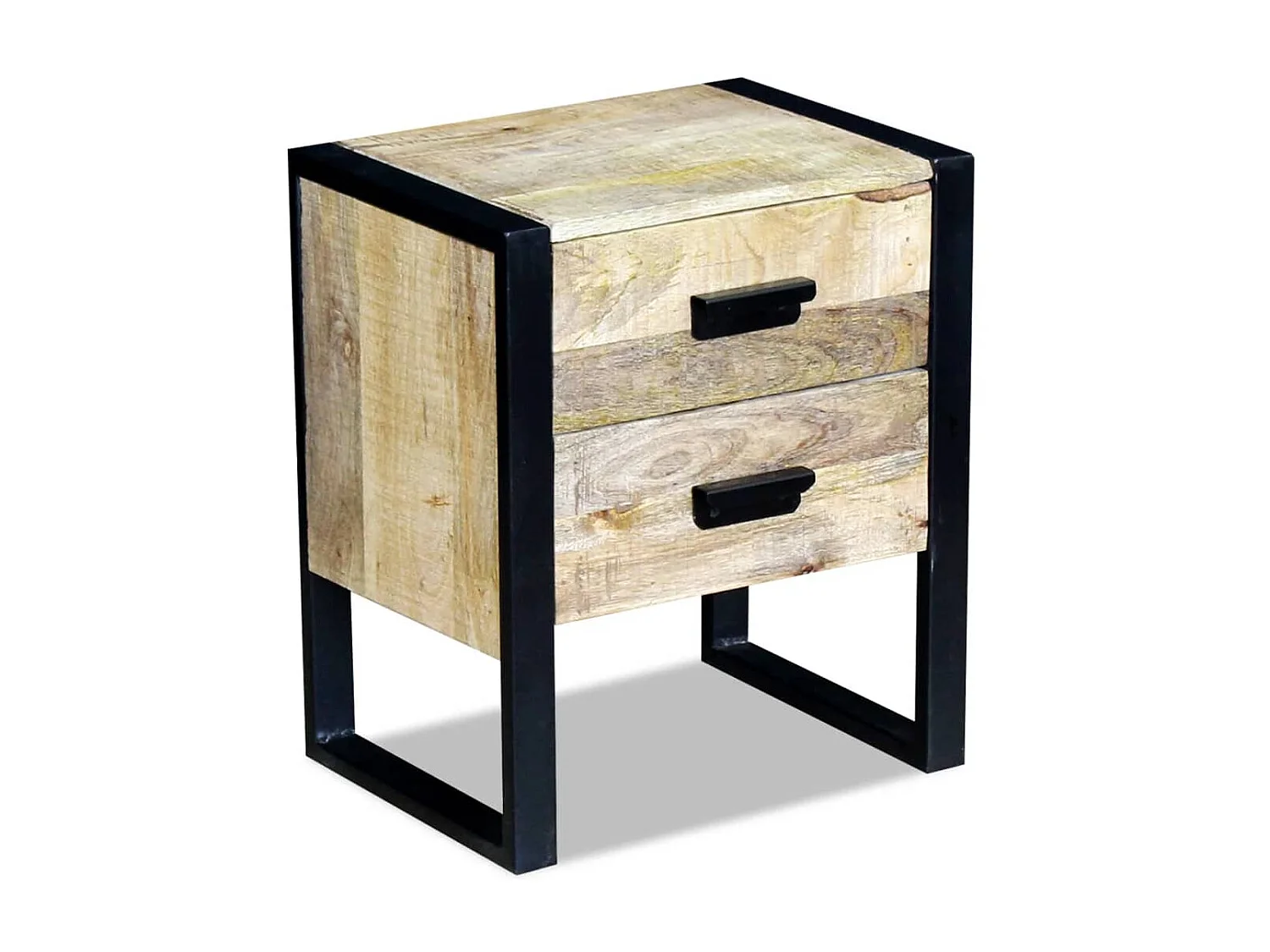 Mesa auxiliar com 2 gavetas 43 x 33 x 51 cm Madeira maciça de mangueira