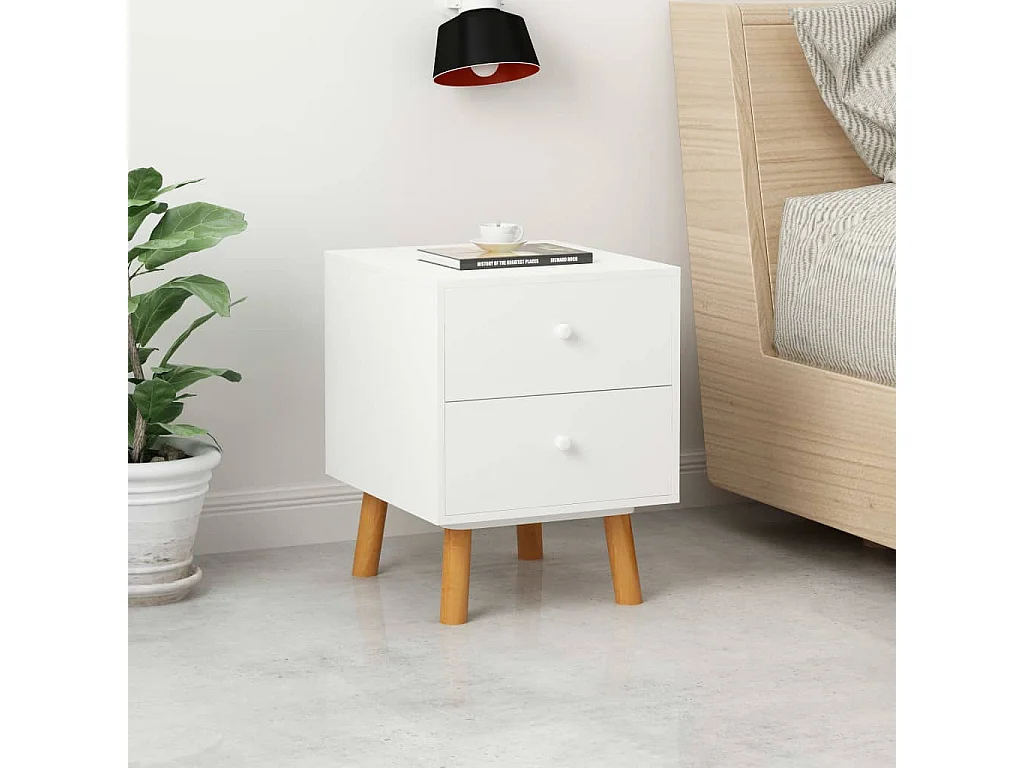 Nachtkastjes 2 stuks Wit 40 x 30 x 50 cm Massief grenen