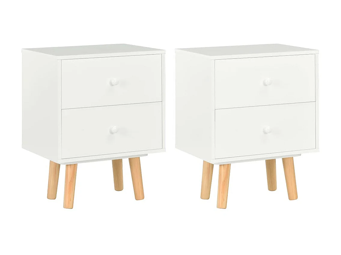 Nachtkastjes 2 stuks Wit 40 x 30 x 50 cm Massief grenen