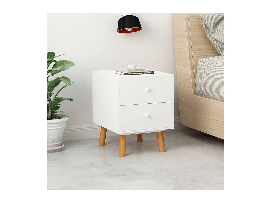 Tables de chevet 2 pcs Blanc 40 x 30 x 50 cm Pin massif