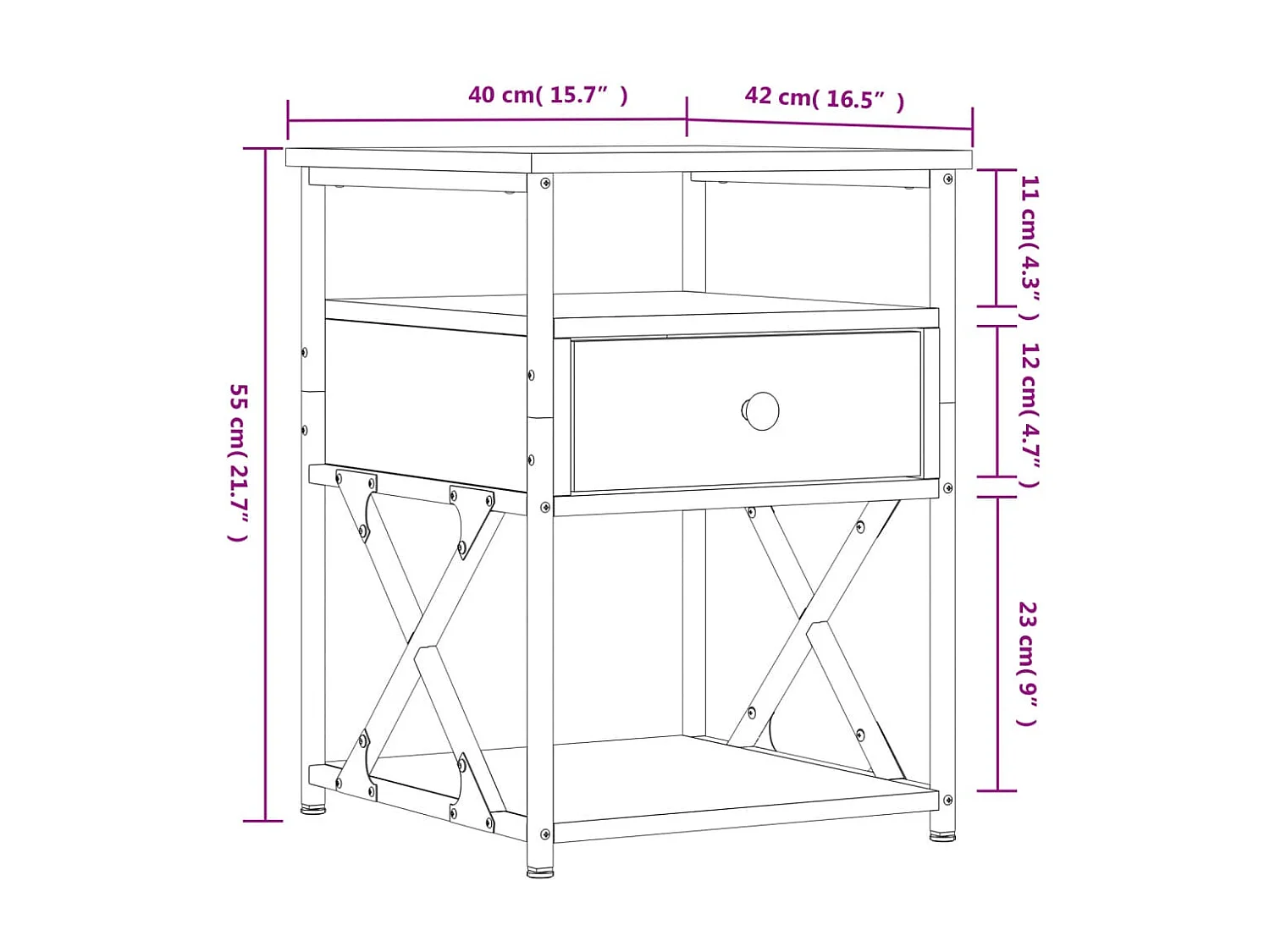 Comodini 2 pezzi neri 40x42x55 cm in derivati del legno