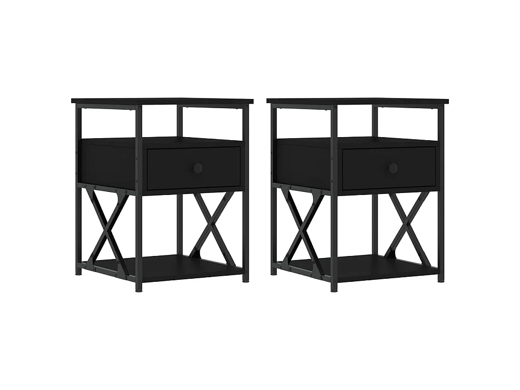 Tables de chevet 2 pcs noir 40x42x55 cm bois d’ingénierie