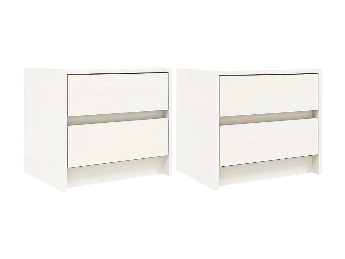 Tables de chevet 2 pcs blanc 40x31x35,5 cm bois de pin massif