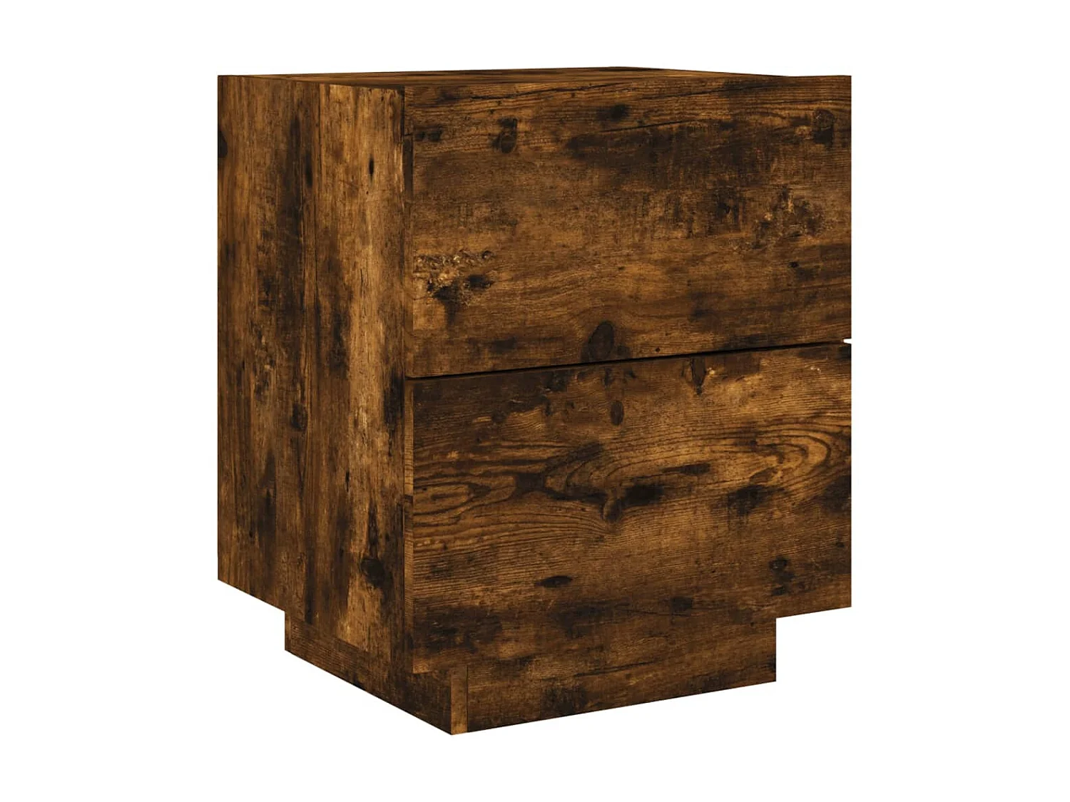 Armoire de chevet et lumières LED chêne fumé bois d'ingénierie