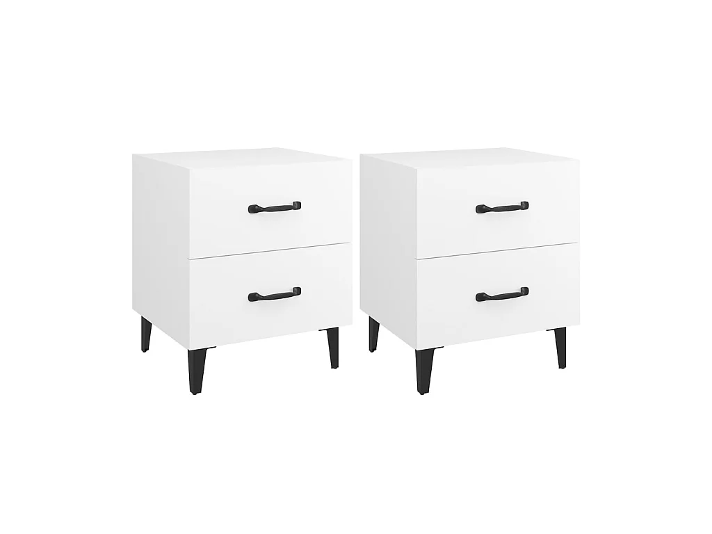 Comodini 2 pz Bianco 40x35x47,5 cm