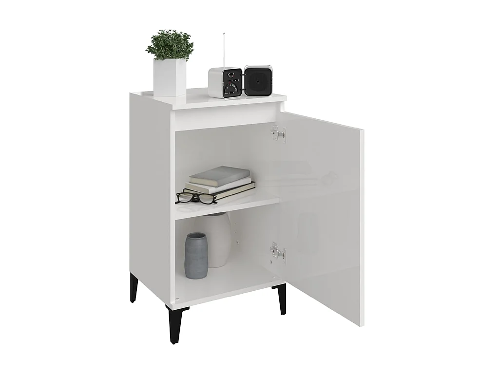 Table de chevet blanc brillant 40x35x70 cm bois d’ingénierie