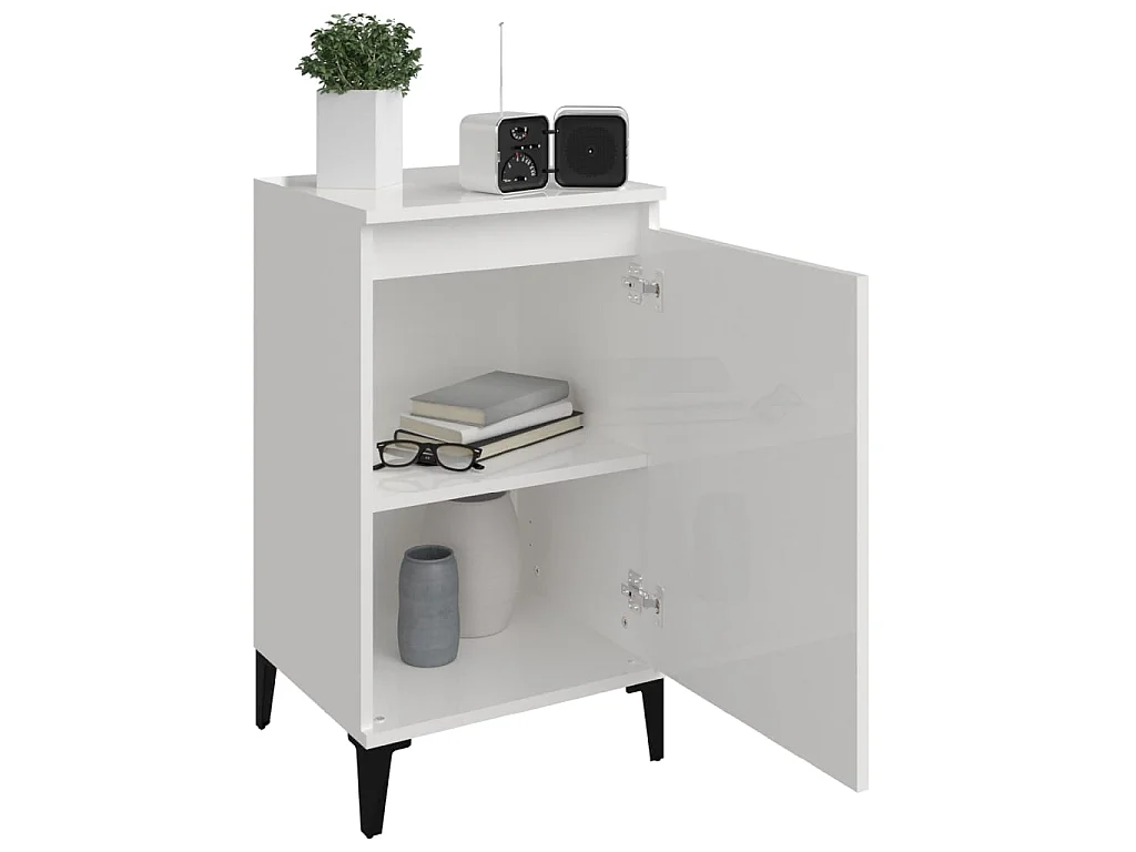 Comodino bianco lucido 40x35x70 cm in multistrato