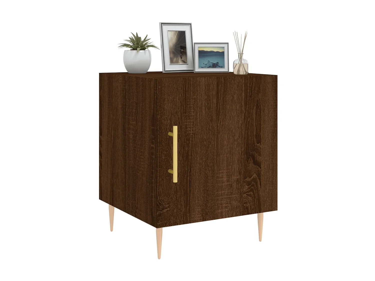 Mesa de cabeceira em carvalho castanho 40x40x50 cm madeira trabalhada