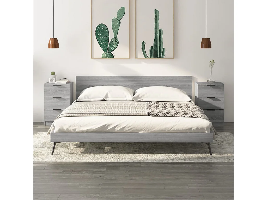 Tables de chevet 2 pcs Sonoma gris 40x36x65 cm