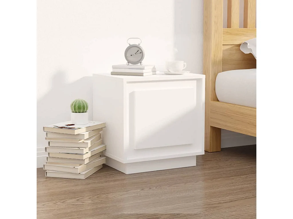 Mesa de cabeceira branca 44x35x45 cm madeira trabalhada