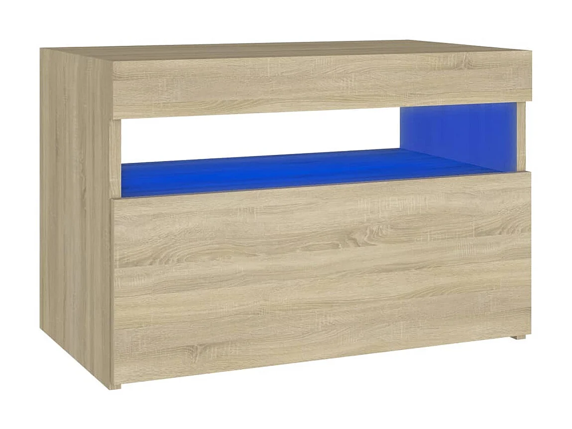 Table de chevet avec lumières LED chêne sonoma 60x35x40 cm