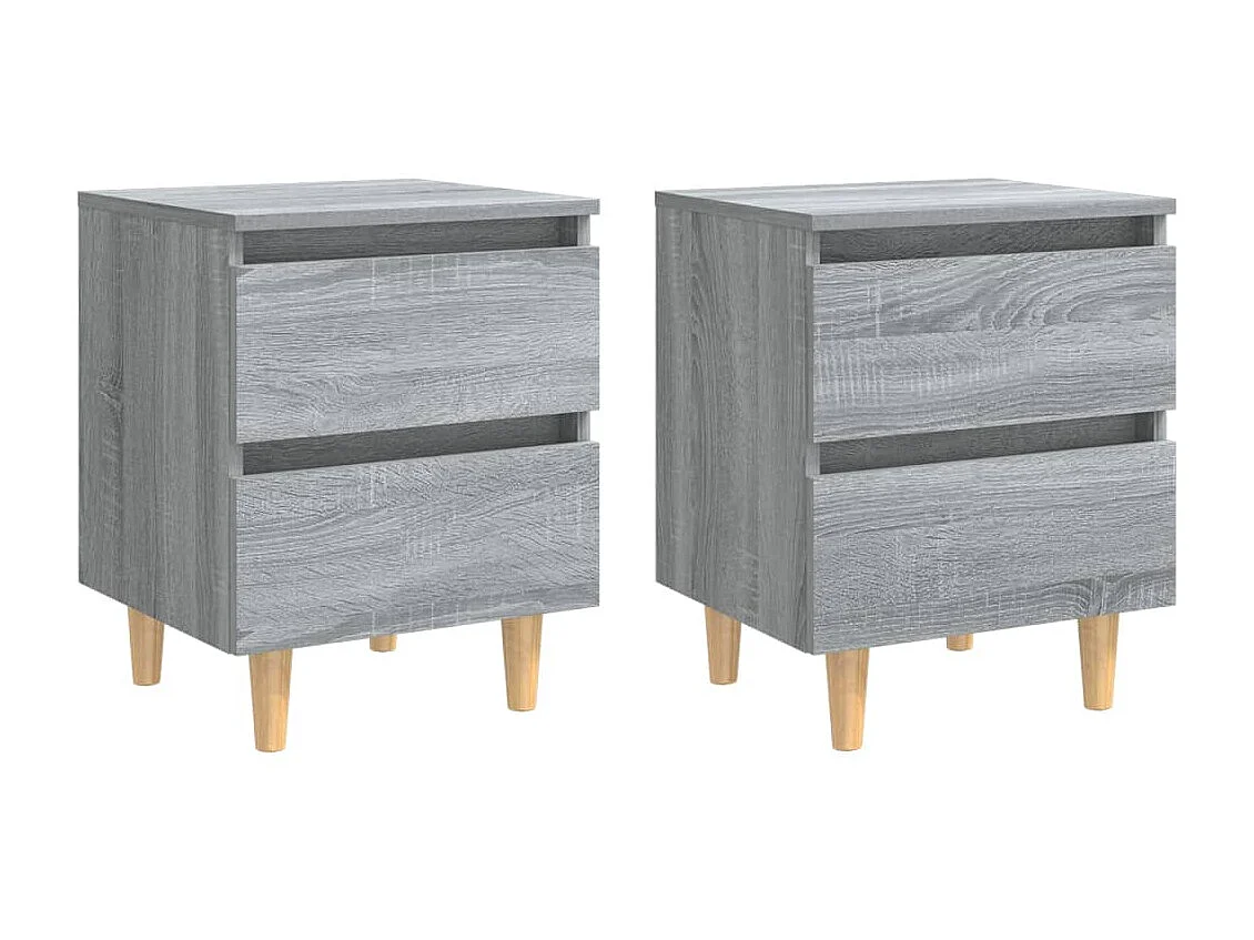 Comodini gambe in legno 2 pz Sonoma grigio 40x35x50 cm