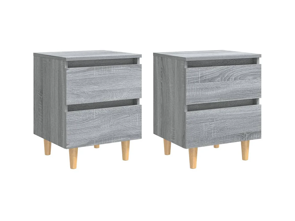 Tables de chevet pieds en bois 2 pcs Sonoma gris 40x35x50 cm