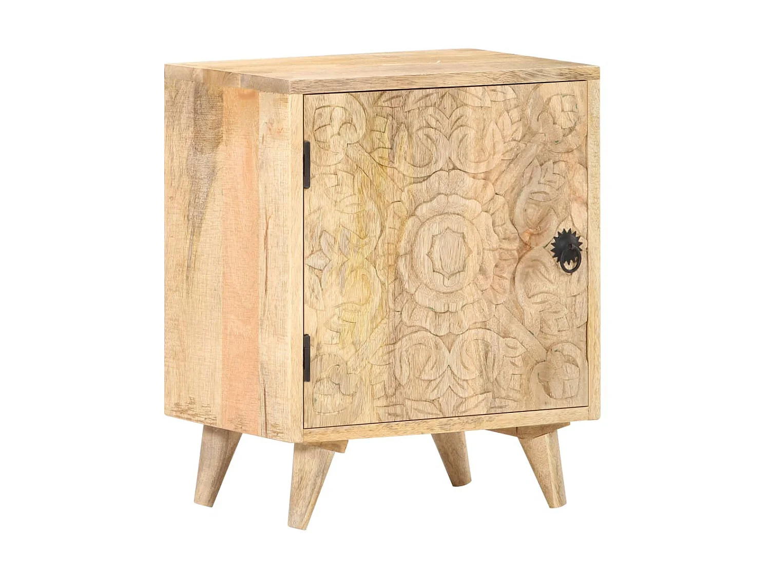 Table de chevet sculptée 40x30x50 cm Bois de manguier massif