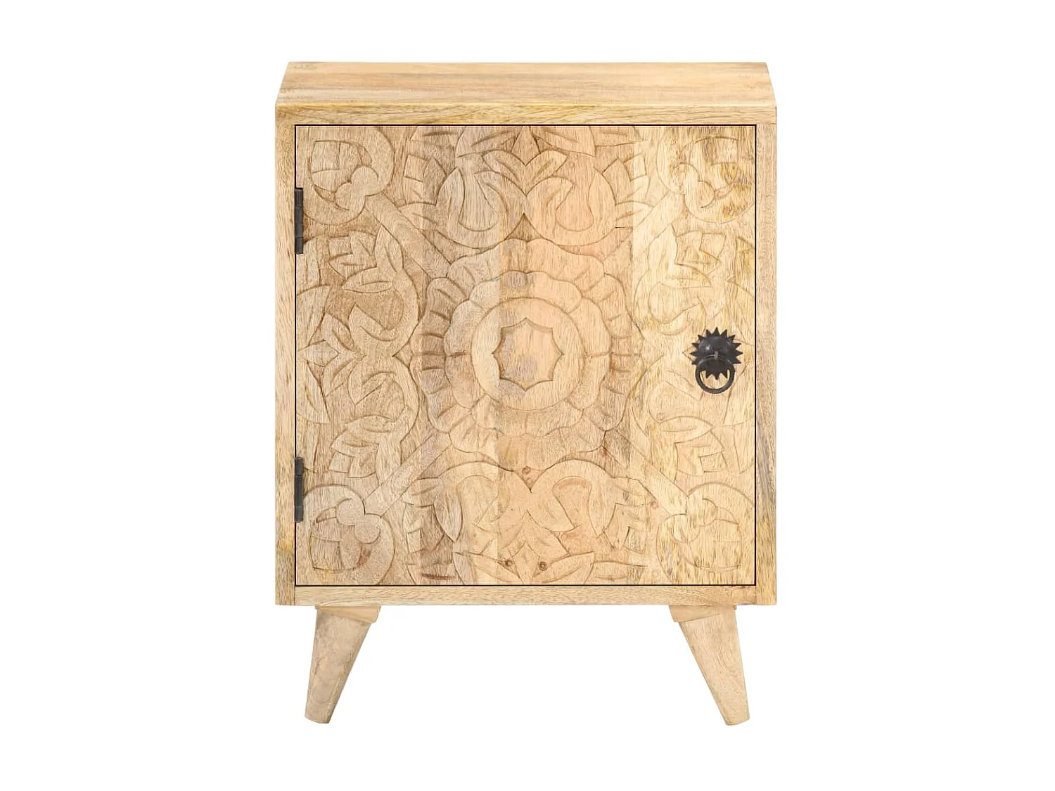 Table de chevet sculptée 40x30x50 cm Bois de manguier massif