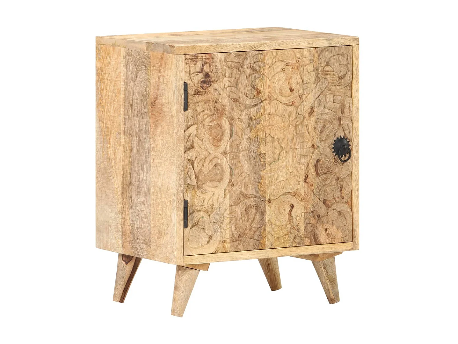 Table de chevet sculptée 40x30x50 cm Bois de manguier massif