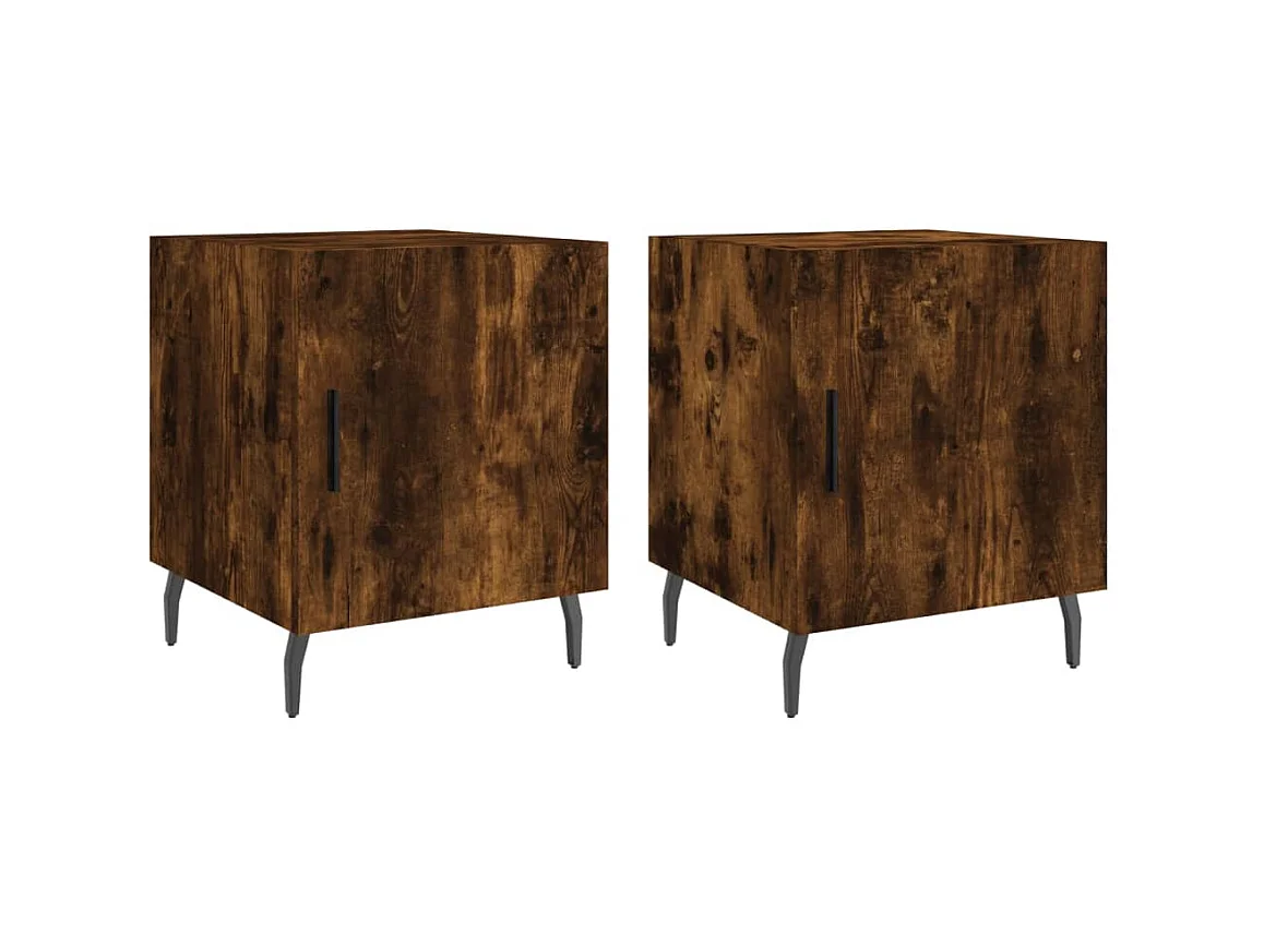 Comodini 2 pezzi rovere affumicato 40x40x50 cm in multistrato