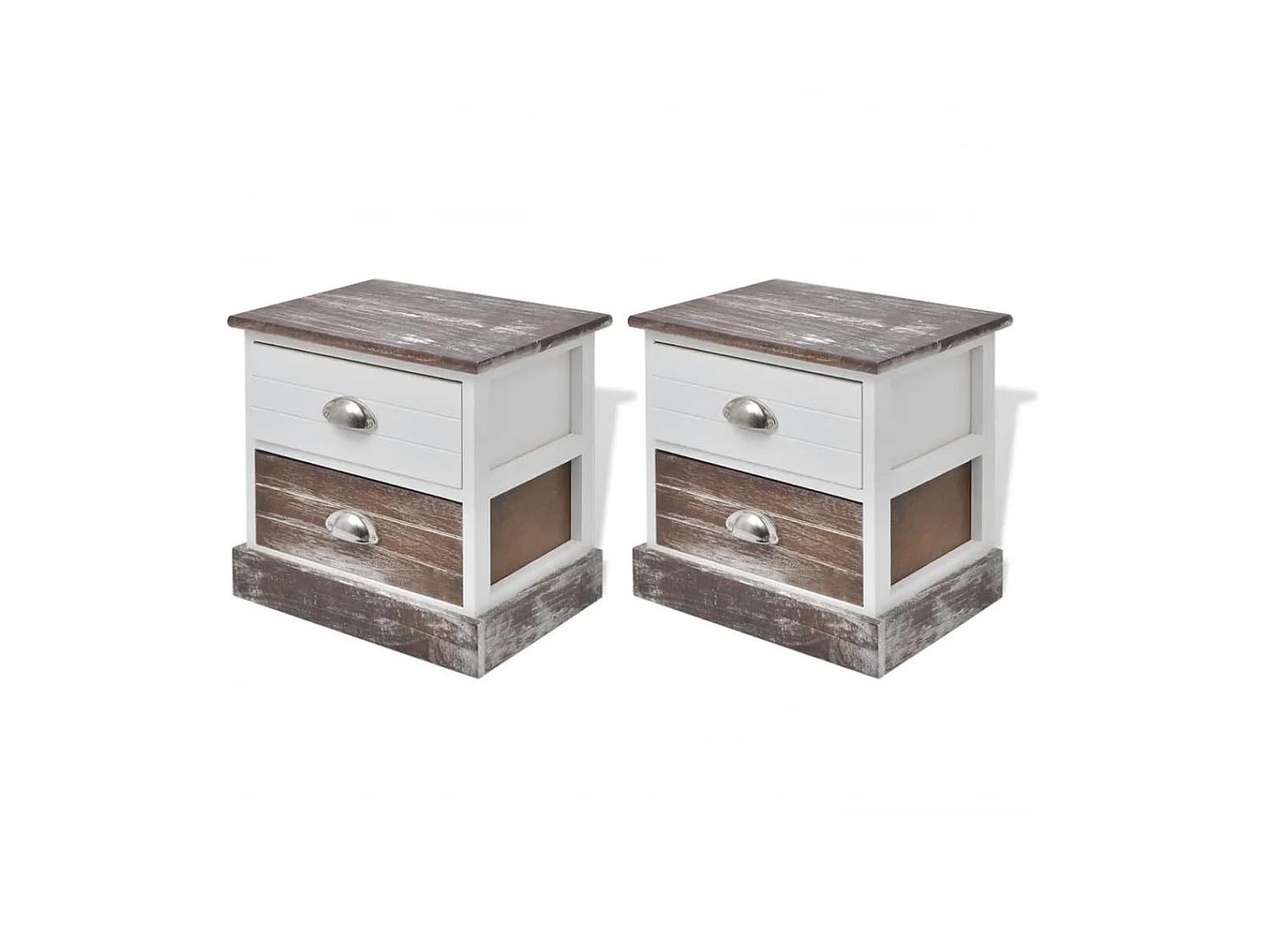 Mesa de cabeceira 2 peças marrom e branco